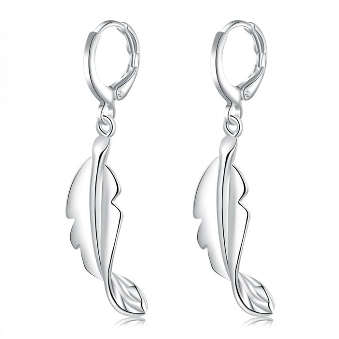 SE646 Silver Jewelry Leaf Dangle Earrings For Women