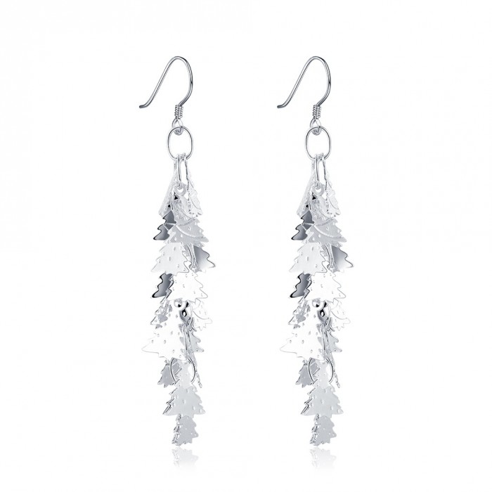 SE673 Silver Jewelry Xmas Tree Dangle Earrings For Women