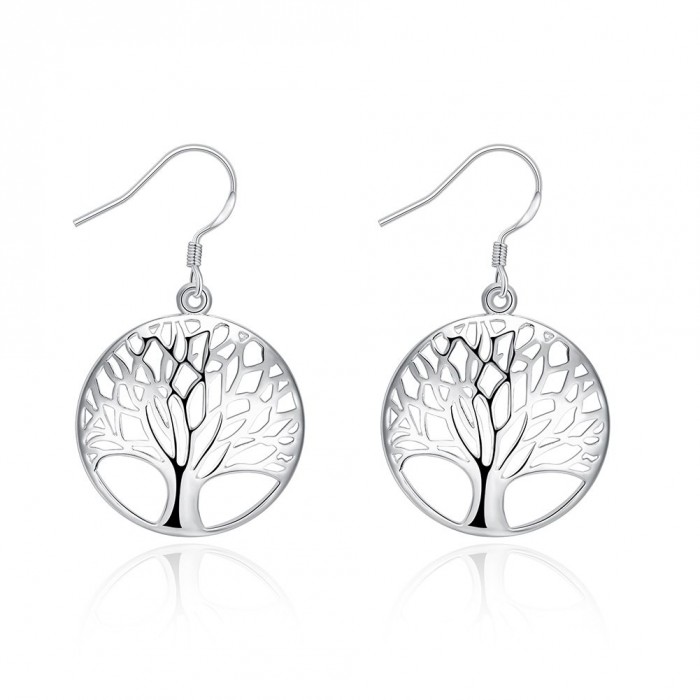 SE738 Silver Jewelry Tree Dangle Earrings For Women
