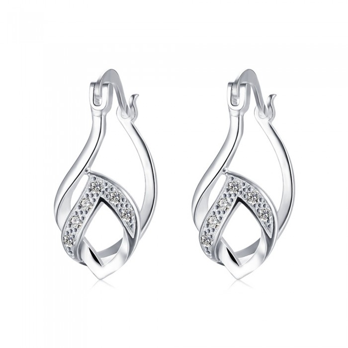 SE780 Silver Jewelry Crystal Waterdrop Hoop Earrings For Women