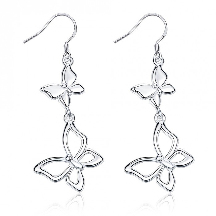 SE824 Silver Jewelry Butterfly Dangle Earrings For Women