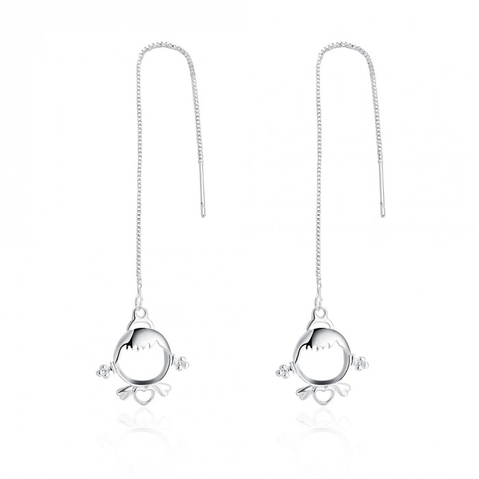 SE853 Silver Jewelry Crystal Girl Dangle Earrings For Women