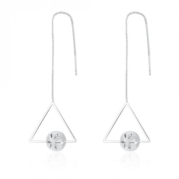 SE897 Silver Jewelry Ball Dangle Earrings For Women