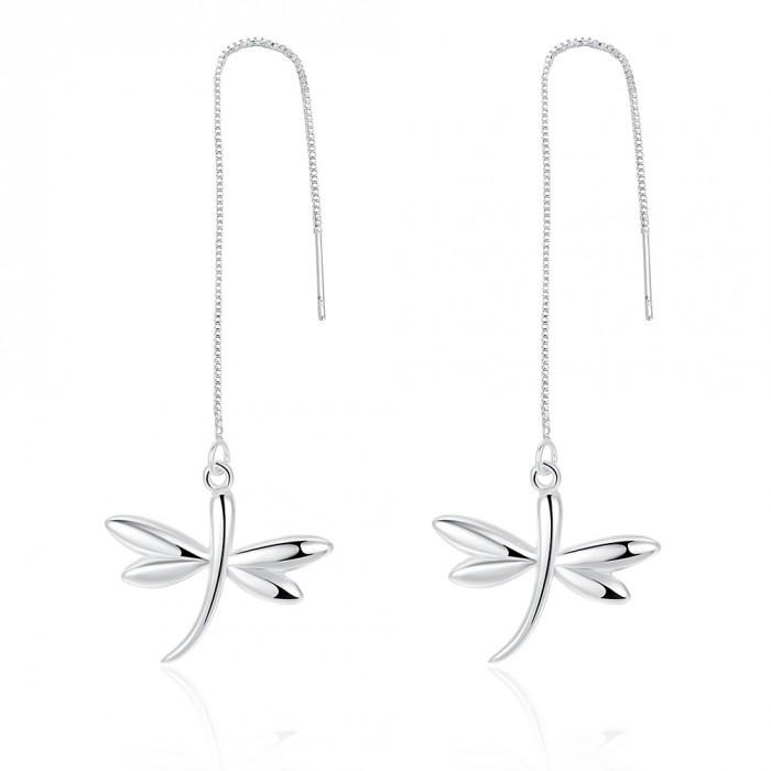 SE900 Silver Jewelry Dragonfly Dangle Earrings For Women