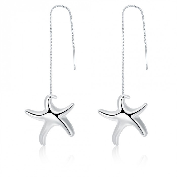 SE906 Silver Jewelry Starfish Dangle Earrings For Women