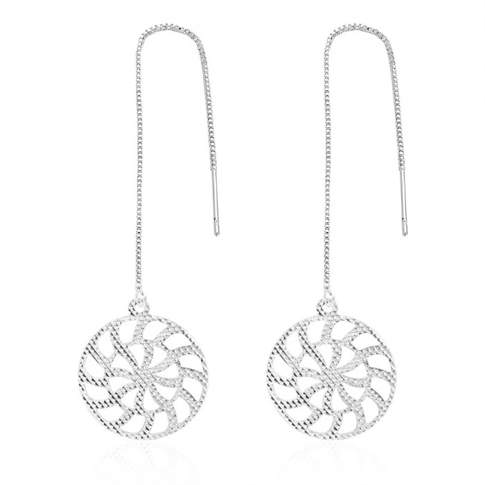 SE919 Silver Jewelry Flower Dangle Earrings For Women