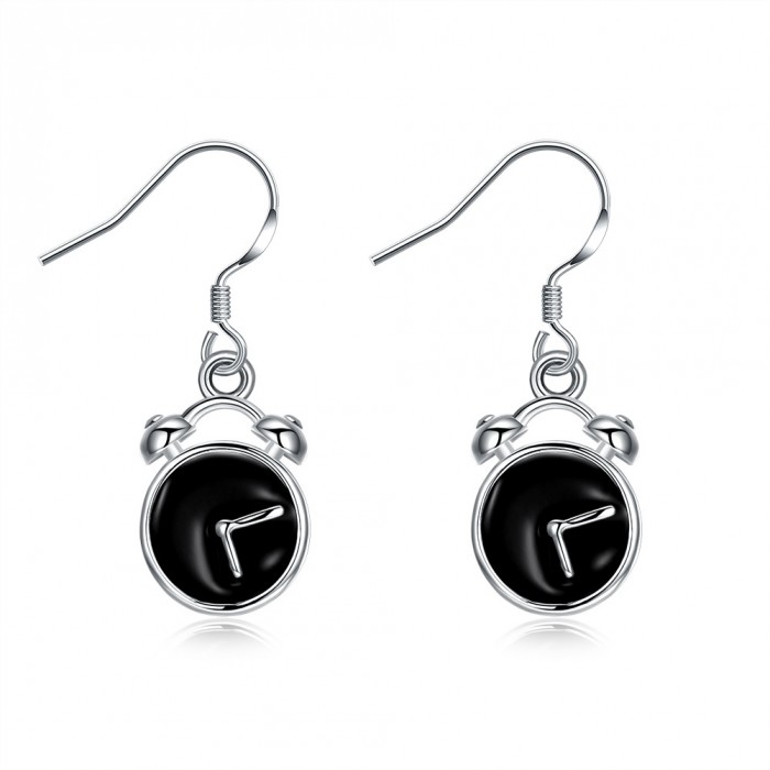 SE932 Silver Jewelry Clock Dangle Earrings For Women