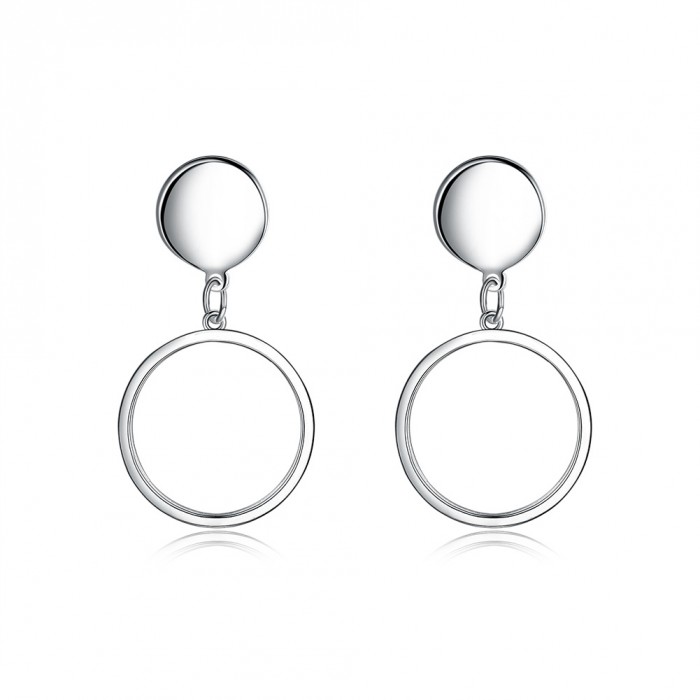SE939 Silver Jewelry Circle Dangle Earrings For Women
