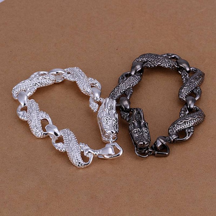 SS096 Silver Dragon 2 Bracelet Lover Jewelry Sets