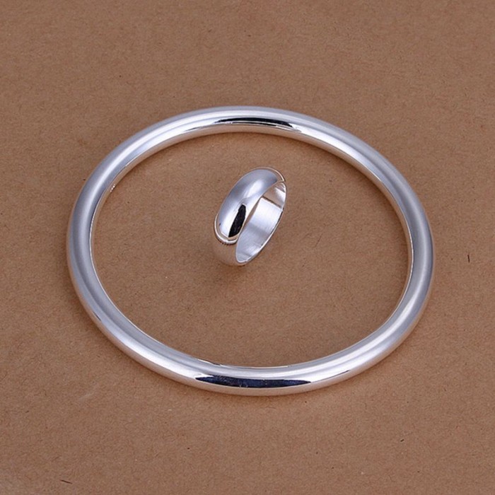 SS332 Silver Bright Circel Bracelet Rings Jewelry Sets
