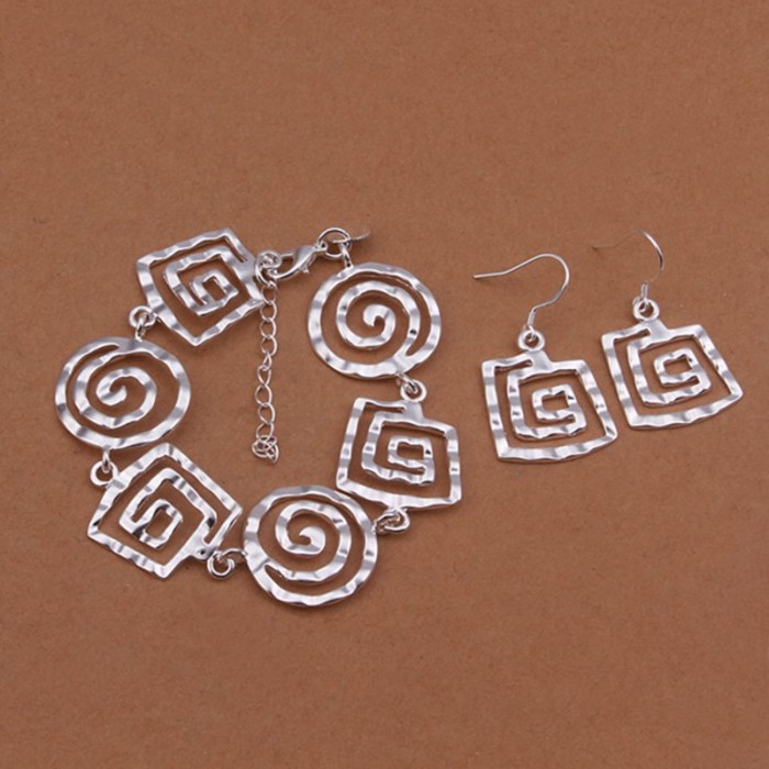 SS433 Silver Thread Bracelet Earrings Jewelry Sets
