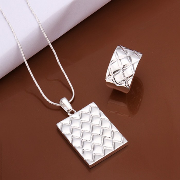SS498 Silver Ananas Rings Necklace Jewelry Sets