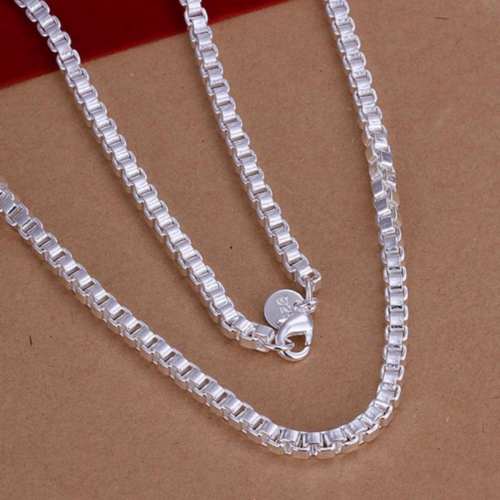 SN016 Fashion Silver Men Jewelry Box Chain Necklace For Women