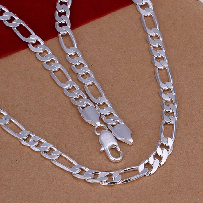 SN018 Fashion Silver Men Jewelry 8MM 3+1Chain Necklace 20inch
