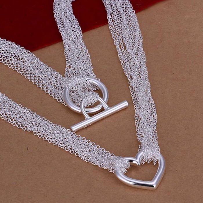 SN028 Fashion Silver Jewelry Chain Heart Necklace For Women