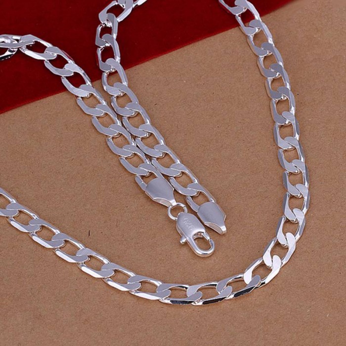 SN034 Silver Jewelry 8MM 20inch Chain Necklace For Men Women