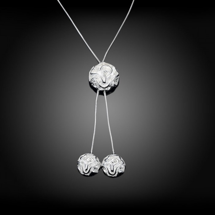 SN036 Fashion Silver Jewelry Flower Pendants Necklace For Women