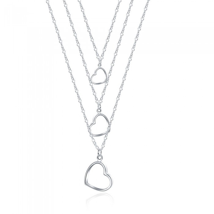 SN038 Fashion Silver Jewelry Heart Chain Necklace For Women