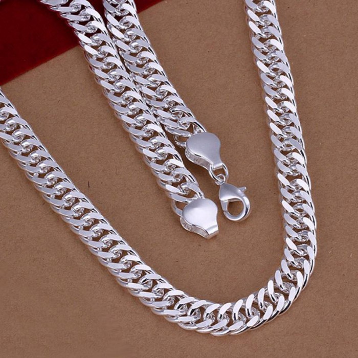 SN039 Hot Silver Jewelry 10MM 20inch Chain Men Women Necklace