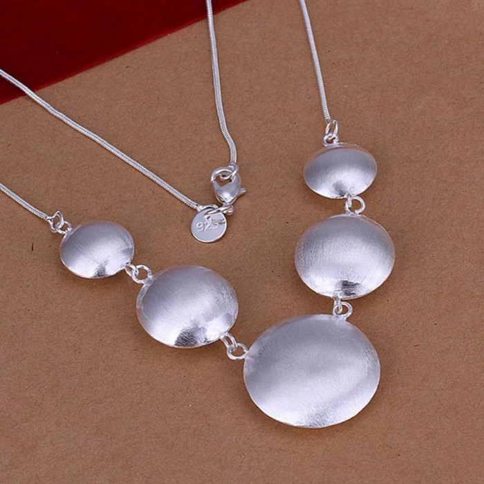 SN088 Fashion Silver Jewelry Bright Round Pendants Necklace