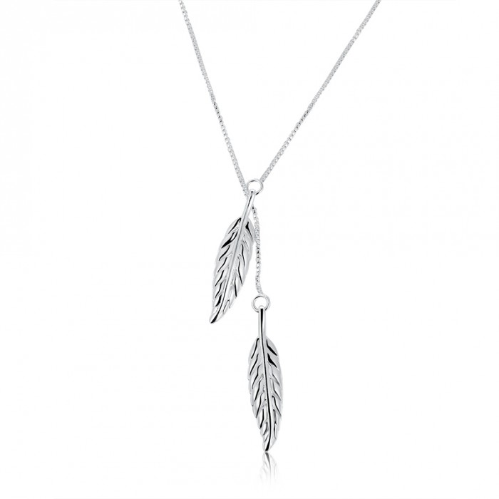SN1006 Hot Silver Jewelry Feather Pendants Necklace For Women 
