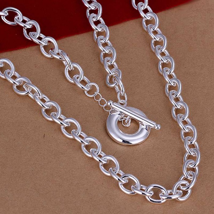 SN101-2 Fashion Silver Jewelry T-O Chain Necklace For Men Women