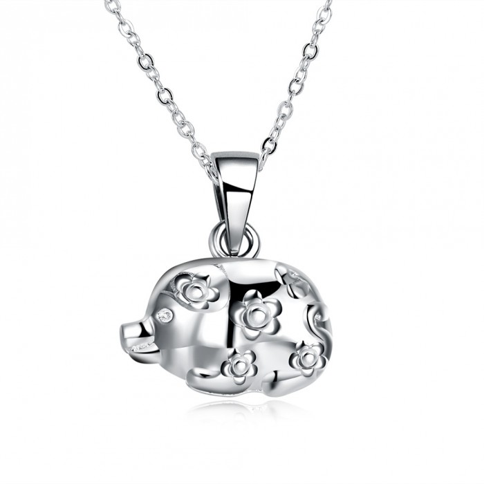 SN1125 Silver Jewelry Zodiac Pig Pendants Necklace Men Women 