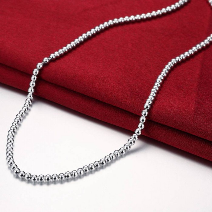 SN114 Fashion Silver Jewelry 4MM Beads Necklace For Women