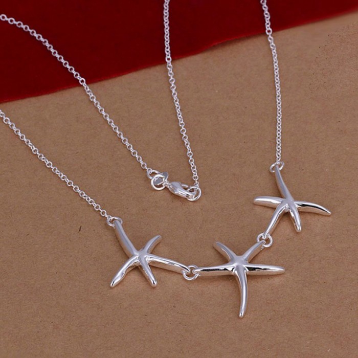 SN124 Hot Silver Jewelry Starfish Pendants Necklace For Women