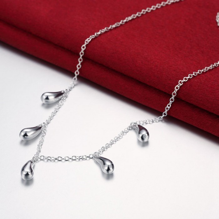 SN131 Fashion Silver Jewelry Chain Waterdrop Pendants Necklace