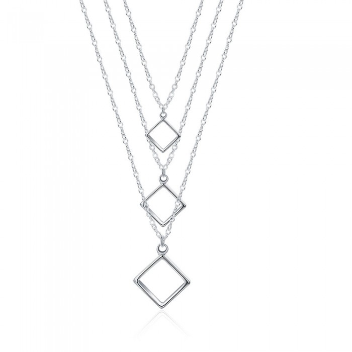 SN136 Fashion Silver Jewelry Chani Square Pendants Necklace