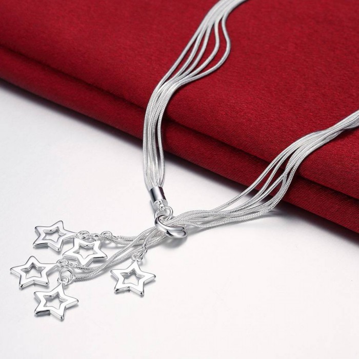 SN152 Fashion Silver Jewelry 5Chain Star Necklace For Women