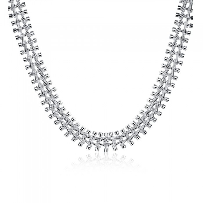 SN166 Fashion Silver Jewelry Fish Bone Necklace For Men Women
