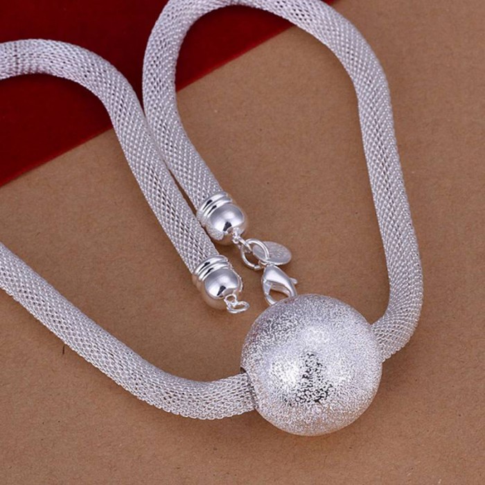 SN182 Fashion Silver Jewelry Mesh Big Ball Pendants Necklace
