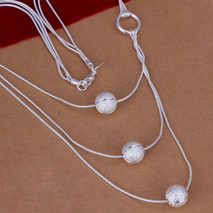 SN187 Fashion Silver Jewelry Ball Chain Necklace For Women