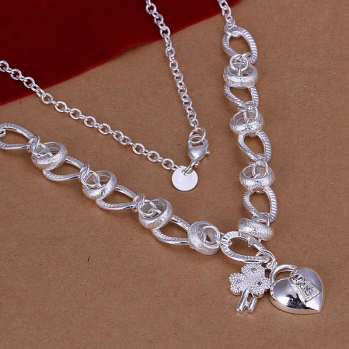 SN190 Fashion Silver Jewelry Crystal Heart Necklace For Women