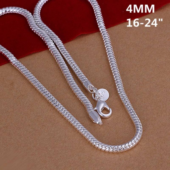 SN191 Hot Silver Men Jewelry 4MM Snake Chain 16-24inch Necklace