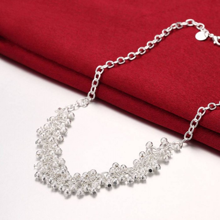 SN210 Fashion Silver Jewelry Frosted Grape Necklace For Women