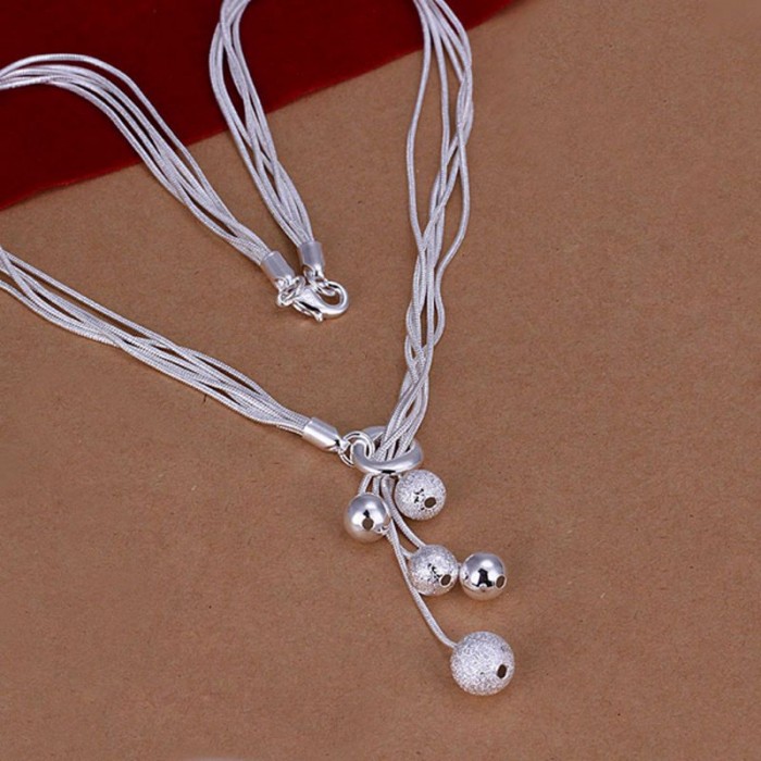 SN222 Fashion Silver Jewelry 5Chain Ball Necklace For Women