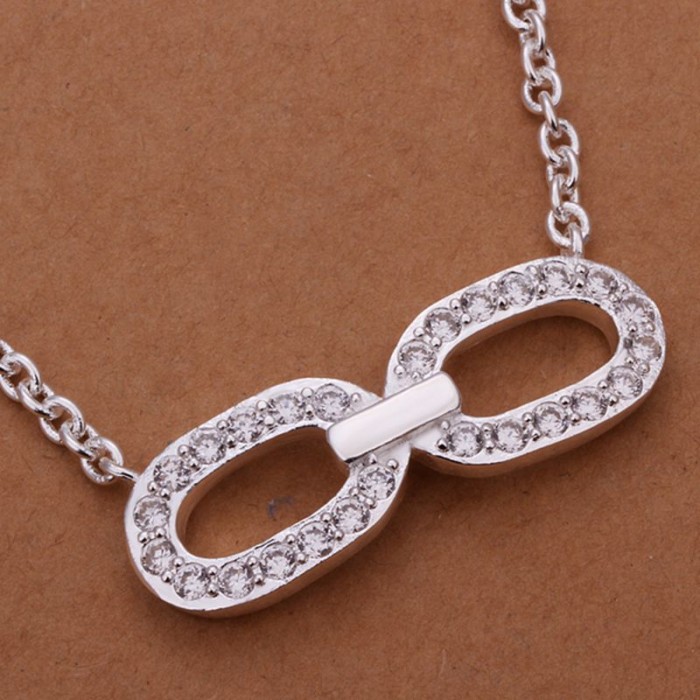 SN278 Fashion Silver Jewelry Crystal Bowknot Necklace For Women