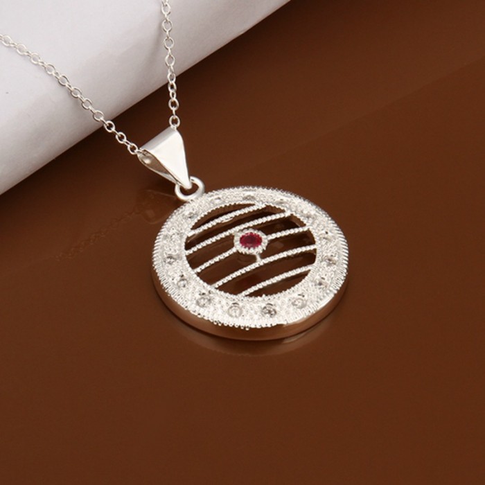 SN416 Fashion Silver Jewelry Crystal Round Pendants Necklace