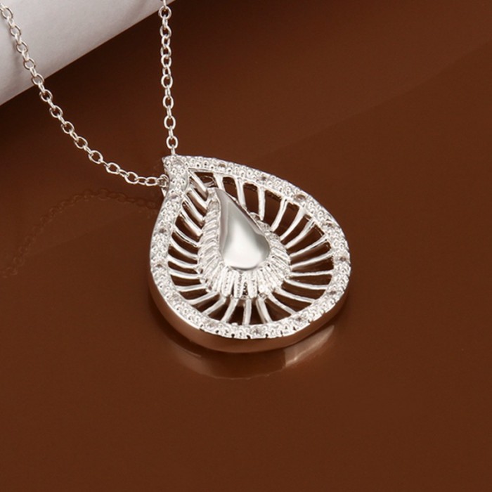 SN419 Hot Silver Jewelry Crystal Waterdrop Pendants Necklace