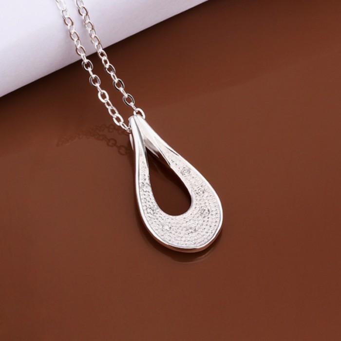 SN421 Hot Silver Jewelry Crystal Waterdrop Pendants Necklace