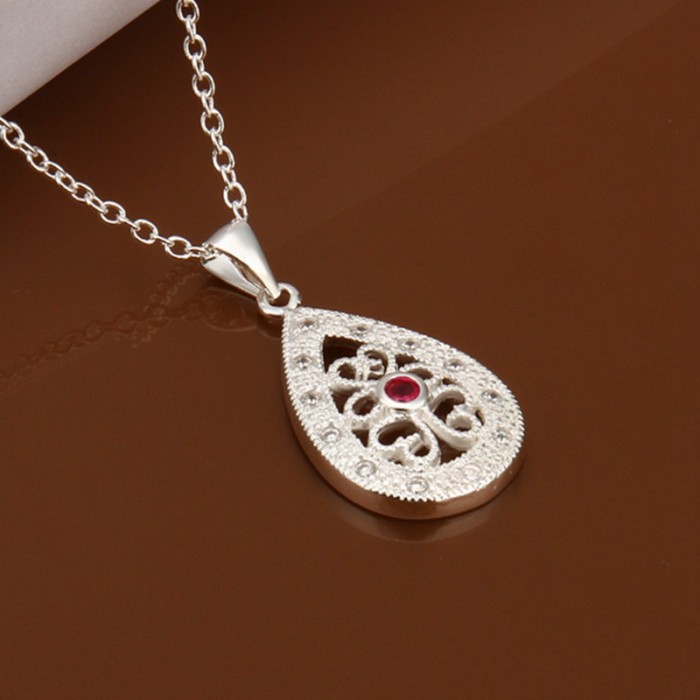 SN459 Hot Silver Jewelry Crystal Waterdrop Pendants Necklace