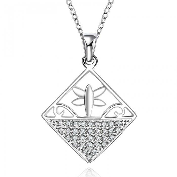 SN542 Fashion Silver Jewelry Crystal Geometry Pendants Necklace