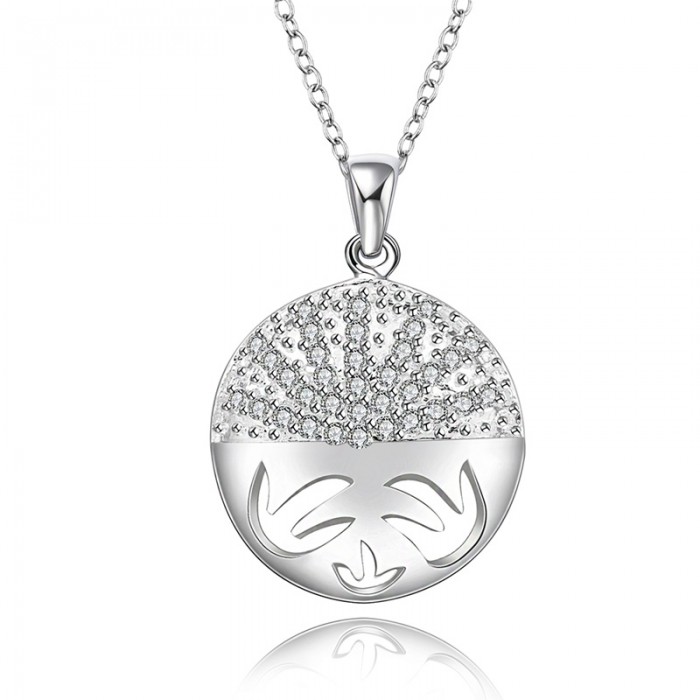 SN549 Fashion Silver Jewelry Crystal Geometry Pendants Necklace