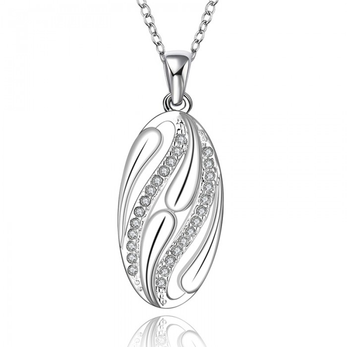 SN620 Fashion Silver Jewelry Crystal Geometry Pendants Necklace