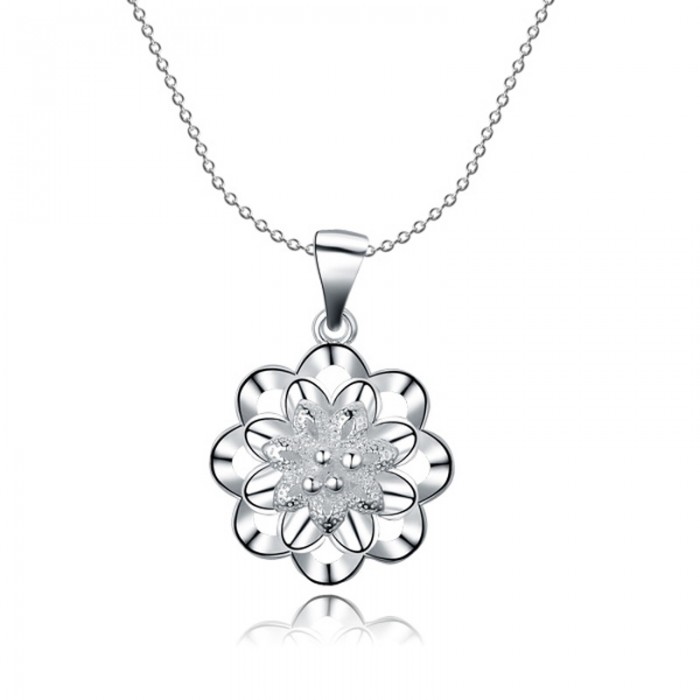 SN623 Fashion Silver Jewelry Flower Pendants Necklace For Women