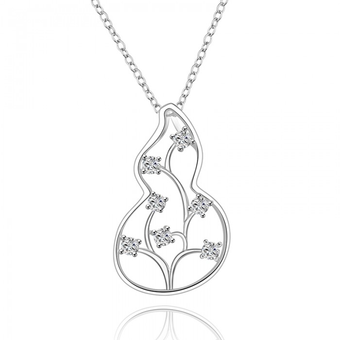SN628 Fashion Silver Jewelry Crystal Cucurbit Pendants Necklace