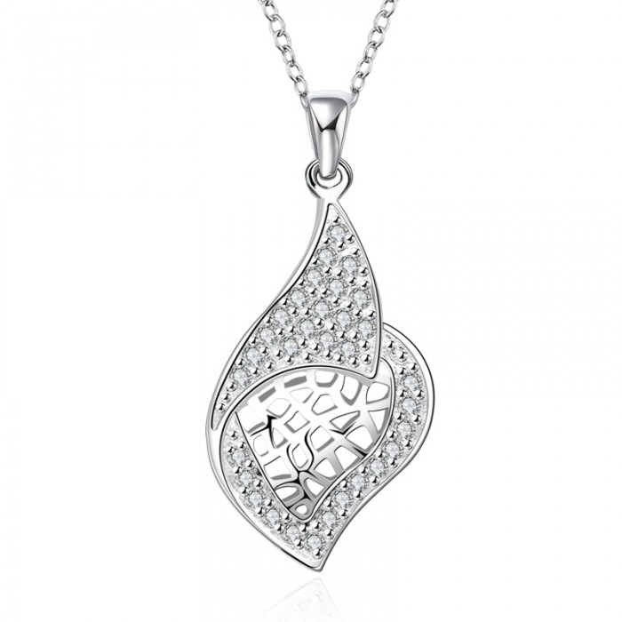 SN629 Fashion Silver Jewelry Crystal Geometry Pendants Necklace